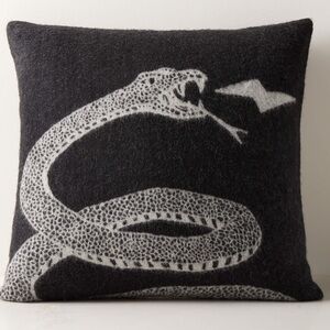 CB2 Peyote Black Alpaca Throw Pillow Cover 20"